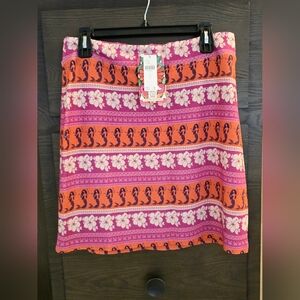 NEW Farm Rio Halley Knit Mini Skirt Mermaid  Print Flower Hibiscus Anthropologie